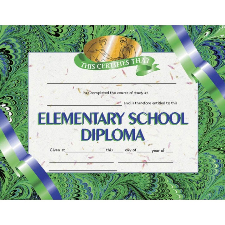 Hayes Publishing Elementary School Diploma, 8.5" x 11", Pack of 30
