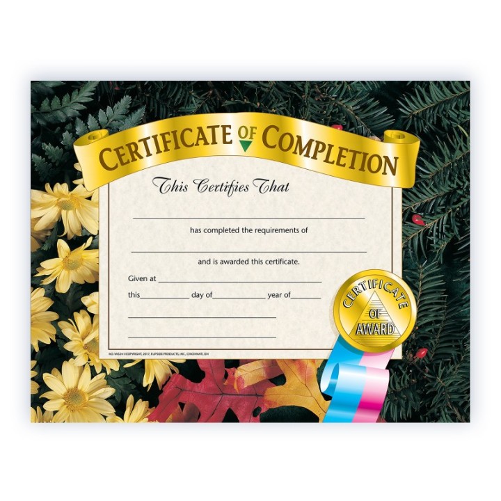 Hayes Publishing Certificate of Completion, 8.5" x 11", Pack of 30