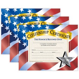 Hayes Publishing Citizenship Certificate, 30 Per Pack, 3 Packs