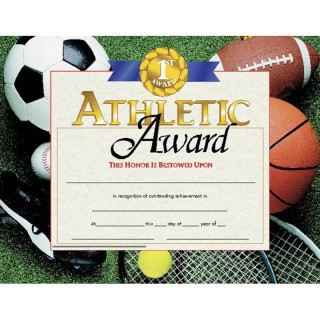 Hayes Publishing Athletic Award Certificate, 8.5" x 11", Pack of 30