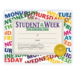 Hayes Publishing Student of the Week Certificate, 8.5" x 11", Pack of 30