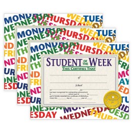 Hayes Publishing Student of the Week Certificate, 8.5" x 11", 30 Per Pack, 3 Packs