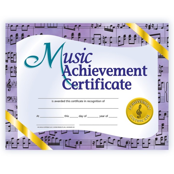 Hayes Publishing Music Achievement Certificate, 8.5" x 11", Pack of 30