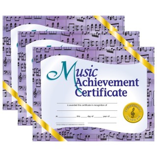 Hayes Publishing Music Achievement Certificate, 8.5" x 11", 30 Per Pack, 3 Packs