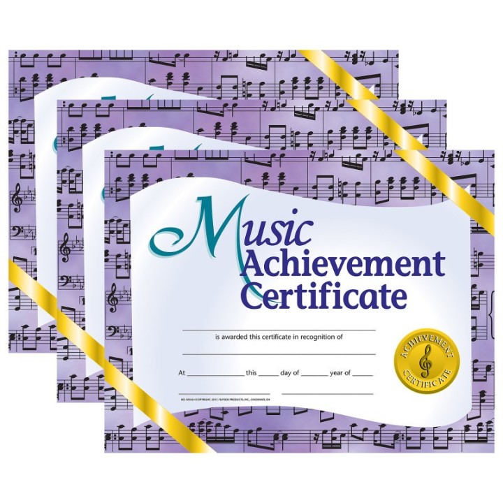 Hayes Publishing Music Achievement Certificate, 8.5" x 11", 30 Per Pack, 3 Packs
