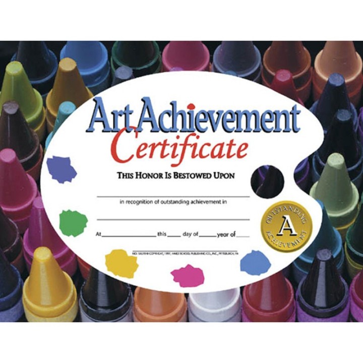 Hayes Publishing Art Achievement Certificate, 8.5" x 11", Pack of 30
