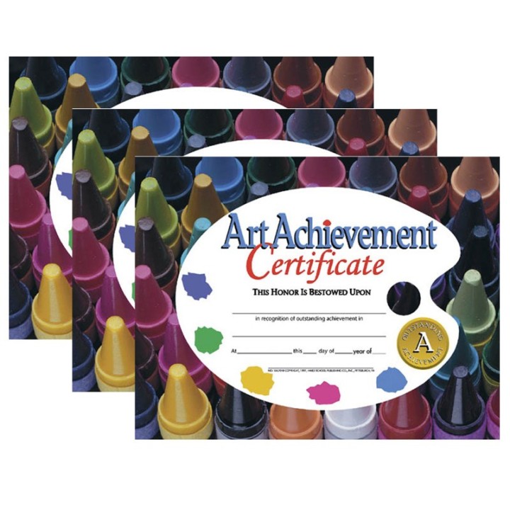 Hayes Publishing Art Achievement Certificate, 8.5" x 11", 30 Per Pack, 3 Packs