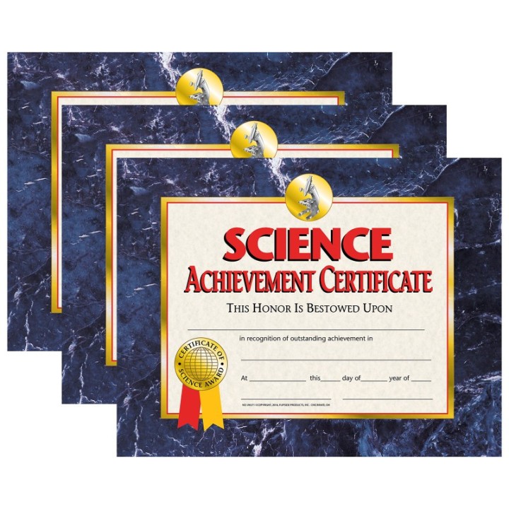 Hayes Publishing Science Achievement Certificate, 30 Per Pack, 3 Packs