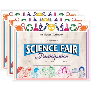Hayes Publishing Science Fair Participation Award, 8.5" x 11", 30 Per Pack, 3 Packs