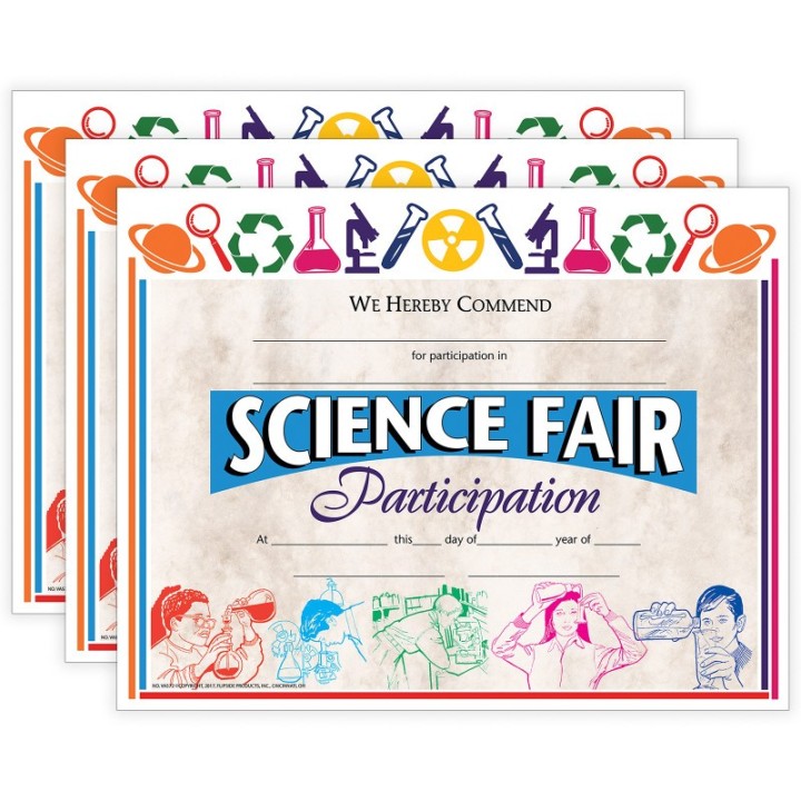 Hayes Publishing Science Fair Participation Award, 8.5" x 11", 30 Per Pack, 3 Packs