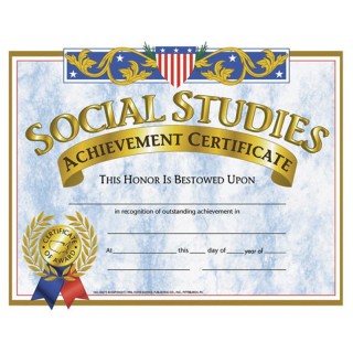 Hayes Publishing Social Studies Achievement Certificate, 8.5" x 11", Pack of 30