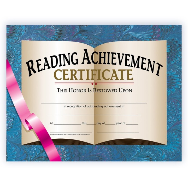 Hayes Publishing Reading Achievement Certificate, 8.5" x 11", Pack of 30