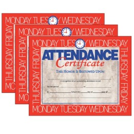 Hayes Publishing Attendance Certificate, 8.5" x 11", 30 Per Pack, 3 Packs