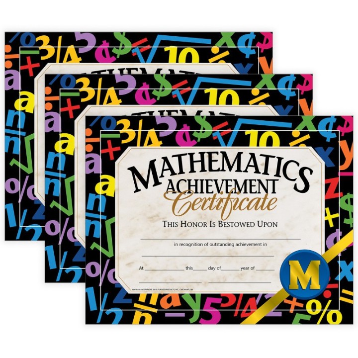 Hayes Publishing Mathematics Achievement Certificate, 30 Per Pack, 3 Packs