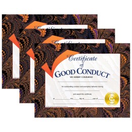 Hayes Publishing Certificate of Good Conduct, 8.5" x 11", 30 Per Pack, 3 Packs