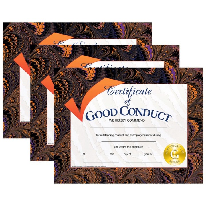 Hayes Publishing Certificate of Good Conduct, 8.5" x 11", 30 Per Pack, 3 Packs