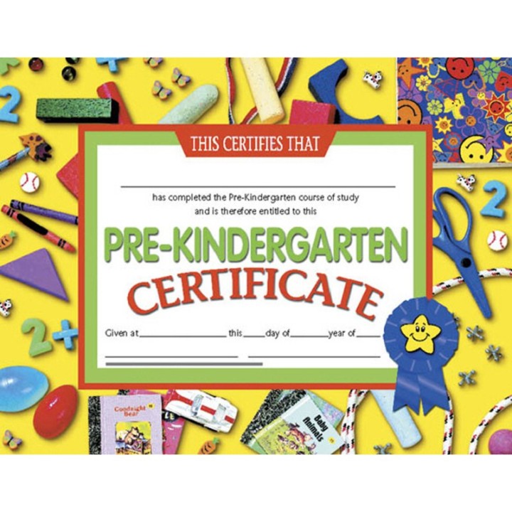 Hayes Publishing Pre-Kindergarten Certificate, 8.5" x 11", Pack of 30