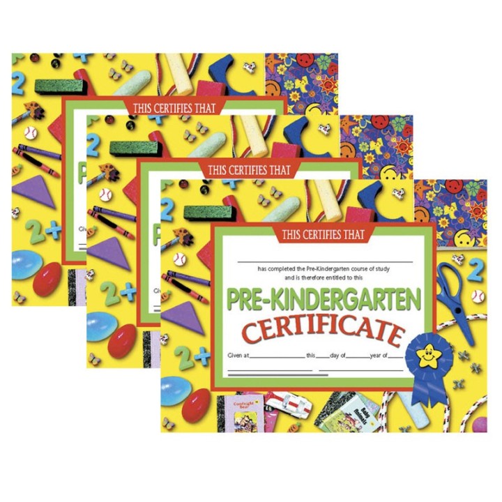 Hayes Publishing Pre-Kindergarten Certificate, 8.5" x 11", 30 Per Pack, 3 Packs