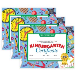 Hayes Publishing Kindergarten Certificate, 8.5" x 11", 30 Per Pack, 3 Packs