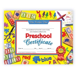 Hayes Publishing Preschool Certificate, 8.5" x 11", Pack of 30
