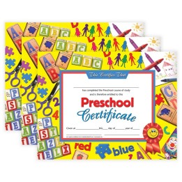 Hayes Publishing Preschool Certificate, 8.5" x 11", 30 Per Pack, 3 Packs