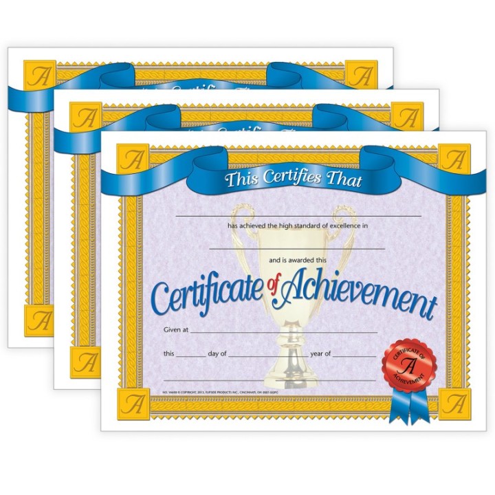 Hayes Publishing Certificate of Achievement, 30 Per Pack, 3 Packs
