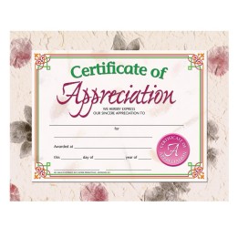 Hayes Publishing Certificate of Appreciation, 8.5" x 11", Pack of 30