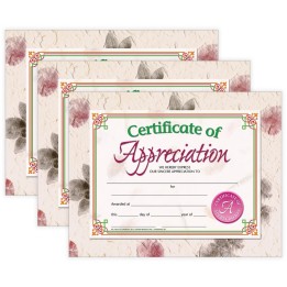 Hayes Publishing Certificate of Appreciation, 30 Per Pack, 3 Packs