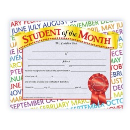 Hayes Publishing Student of the Month Award Certificate, 8.5" x 11", Pack of 30