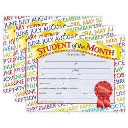 Hayes Publishing Student of the Month Certificate, 8.5" x 11", 30 Per Pack, 3 Packs