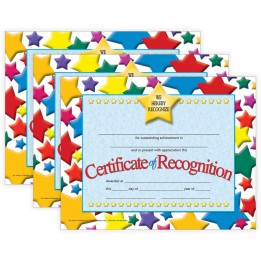 Hayes Publishing Certificate of Recognition, 30 Per Pack, 3 Packs
