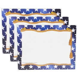 Hayes Publishing Stars Border Certificate, 8.5" x 11", 50 Per Pack, 3 Packs