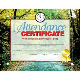 Hayes Publishing Attendance Certificate, 8.5" x 11", Pack of 30
