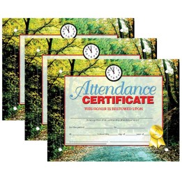 Hayes Publishing Attendance Certificate, 30 Per Pack, 3 Packs