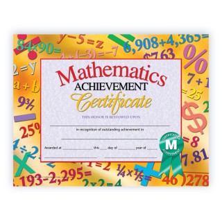 Hayes Publishing Math Achievement Certificate, 8.5" x 11", Pack of 30