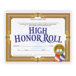 Hayes Publishing High Honor Roll Certificate, 8.5" x 11", Pack of 30