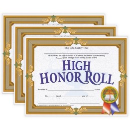 Hayes Publishing High Honor Roll Certificate, 8.5" x 11", 30 Per Pack, 3 Packs