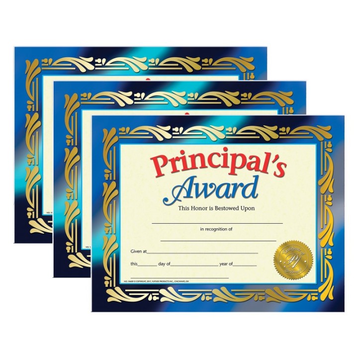 Hayes Publishing Principal's Award Certificate, 8.5" x 11", 30 Per Pack, 3 Packs