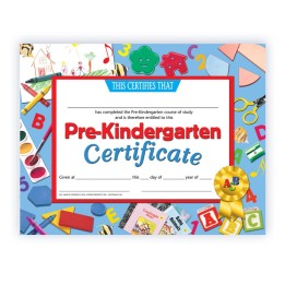 Hayes Publishing Pre-Kindergarten Certificate, 8.5" x 11", Pack of 30
