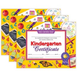 Hayes Publishing Kindergarten Certificate, 8.5" x 11", 30 Per Pack, 3 Packs
