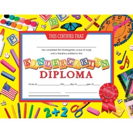 Hayes Publishing Kindergarten Diploma, 8.5" x 11", Pack of 30