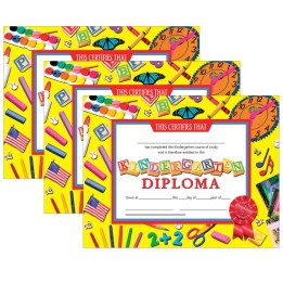 Hayes Publishing Kindergarten Diploma, 8.5" x 11", 30 Per Pack, 3 Packs