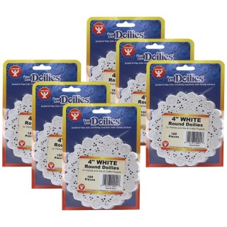 Hygloss® Round Paper Lace Doilies, White, 4", 100 Per Pack, 6 Packs