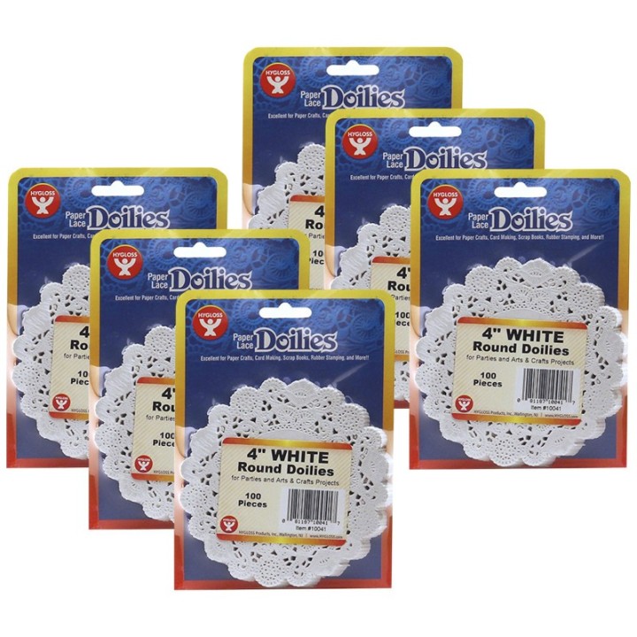 Hygloss® Round Paper Lace Doilies, White, 4", 100 Per Pack, 6 Packs