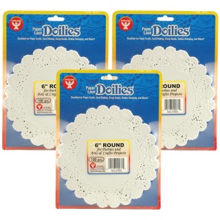 Hygloss® Round Paper Lace Doilies, White, 6", 100 Per Pack, 3 Packs