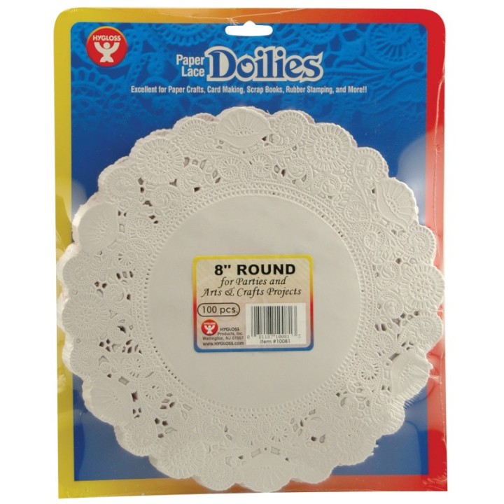 Hygloss® Round Paper Lace Doilies, White, 8", Pack of 100