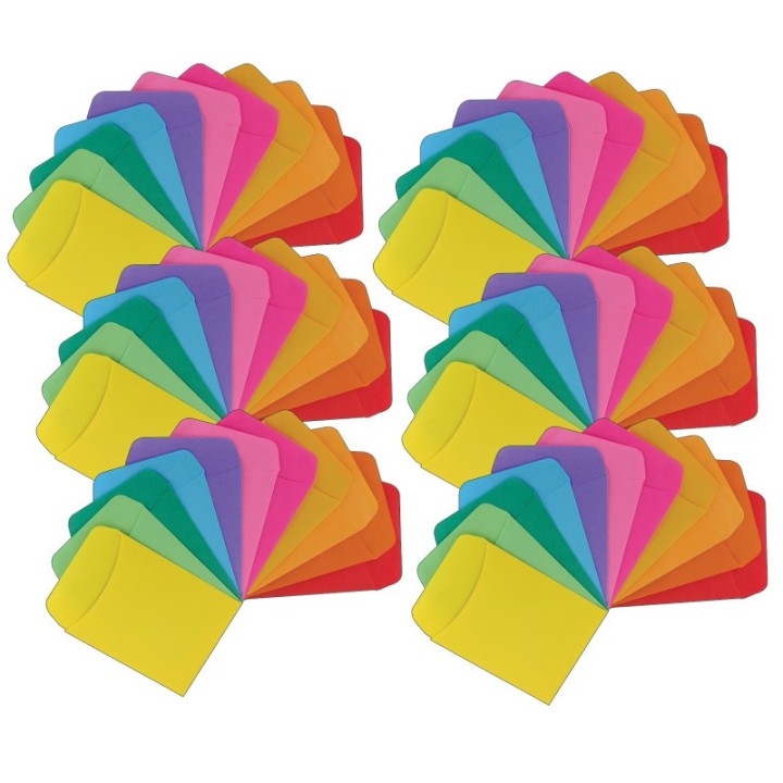 Hygloss® Non-Adhesive Library Pockets, Bright Colors, 30 Per Pack, 6 Packs