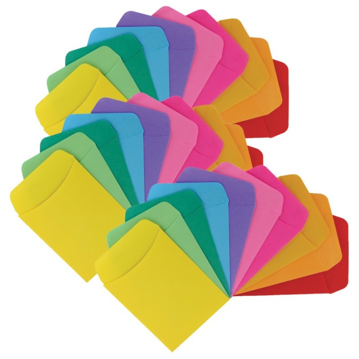 Hygloss® Self-Adhesive Library Pockets, 3.5" x 4.875", 10 Colors, 30 Per Pack, 3 Packs