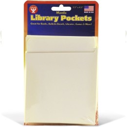 Hygloss® Library Pockets 3.5" x 4.5" Self Adhesive - Manila, Pack of 50