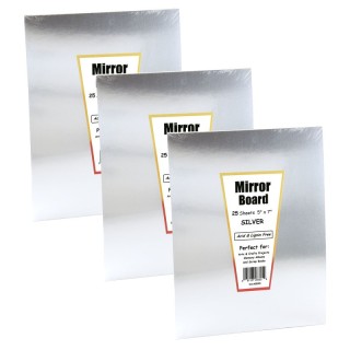 Hygloss® Silver Foil Mirror Board, 5" x 7", 25 Sheets Per Pack, 3 Packs